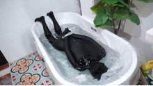 Heavy Waterboarding Double layer stockings and Zentai Water spray and immersion